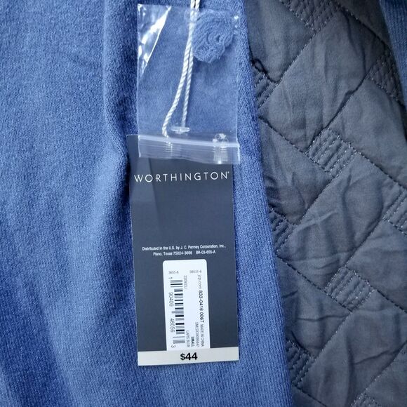 Worthington Women's Open Long Cardigan Sweater Size S Pockets Blue Striped New - Picture 8 of 11